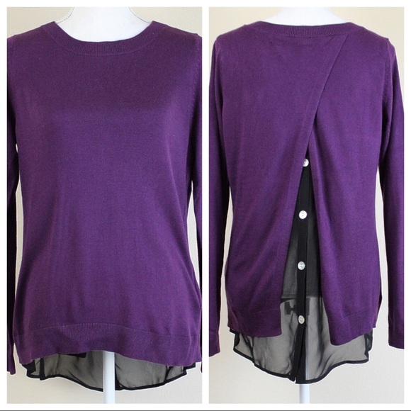 VENUS Sweaters - VENUS Faux Under-Shirt Button Detail Sweater NWT
